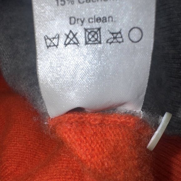 J. CREW Women’s Gray Orange Wool Cashmere Elbow Patch Crew Neck Sweater Sz M - Picture 8 of 10